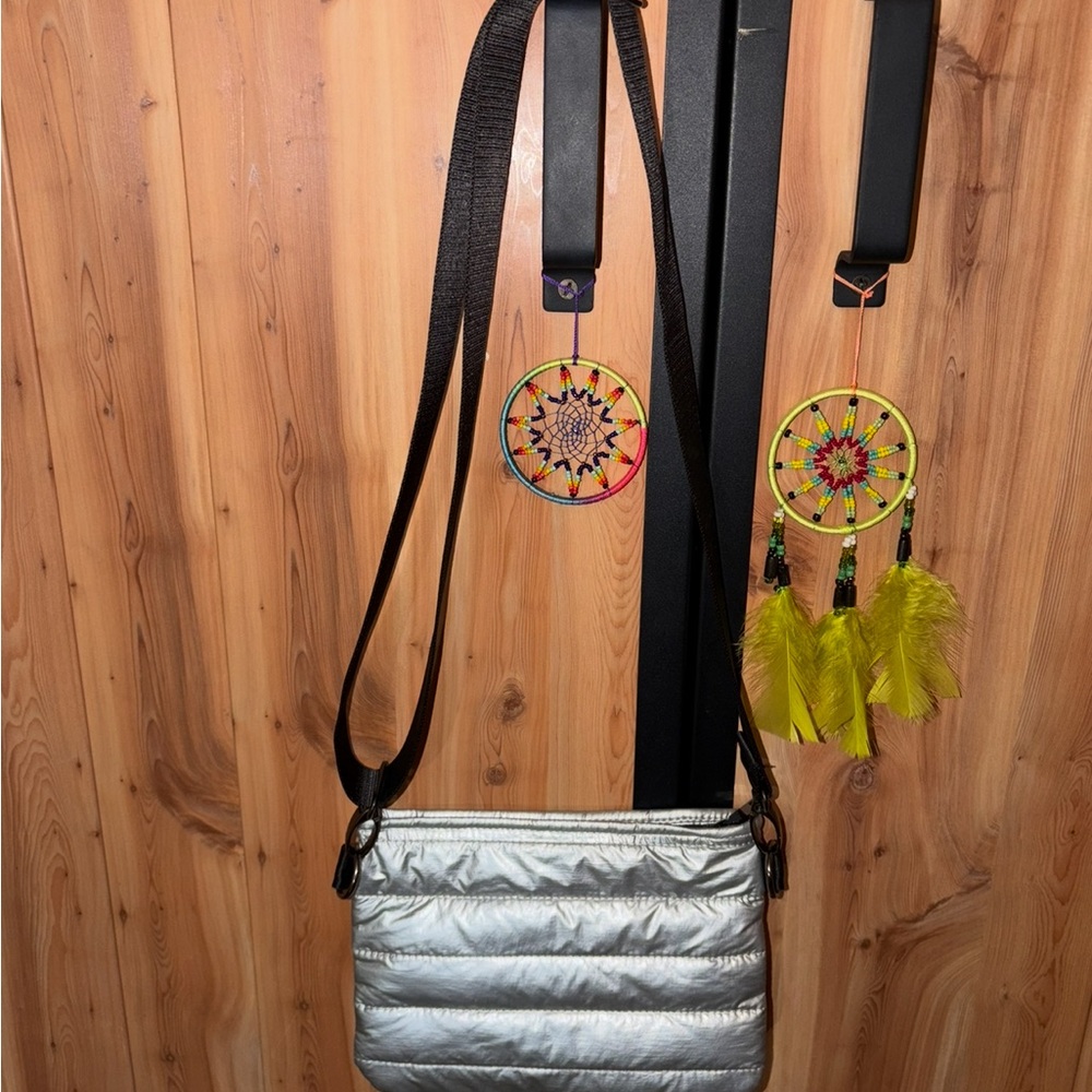 Silver Quilted Crossbody Bag